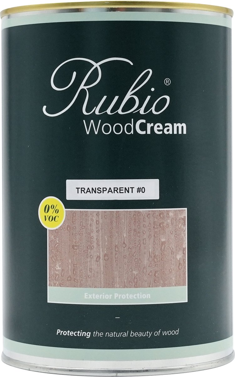 Rubio Monocoat WoodCream - Waxcrème in 1 Laag voor Verticaal Buitenhout - Transparent #0, 1 l