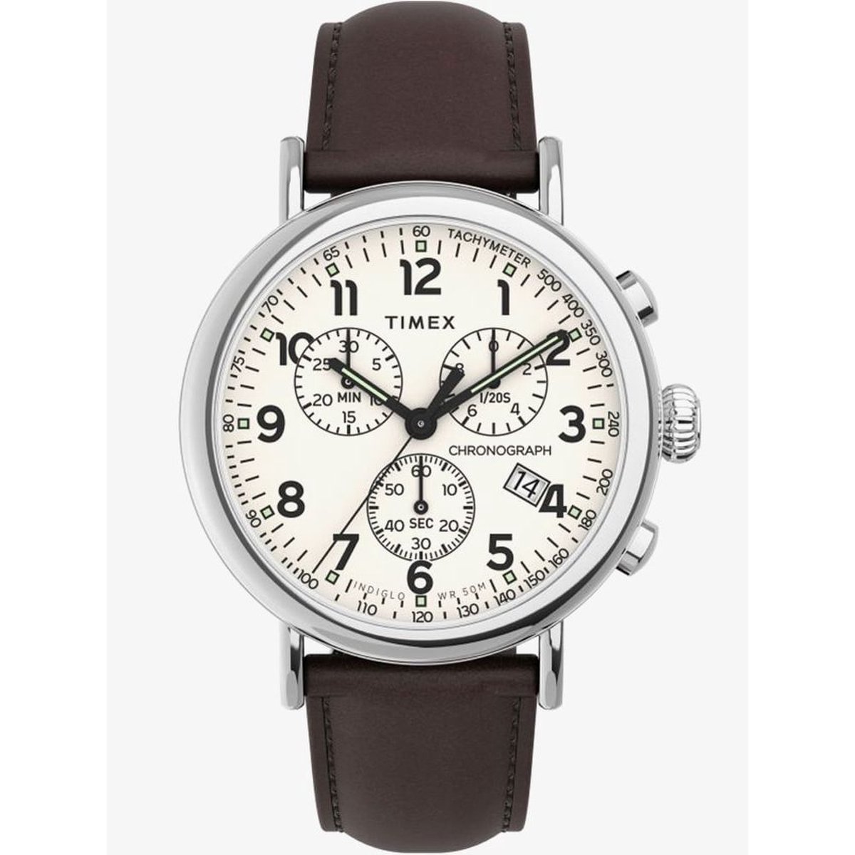 Timex Standard Chrono TW2V27600 Horloge - Leer - Bruin - Ø 41 mm