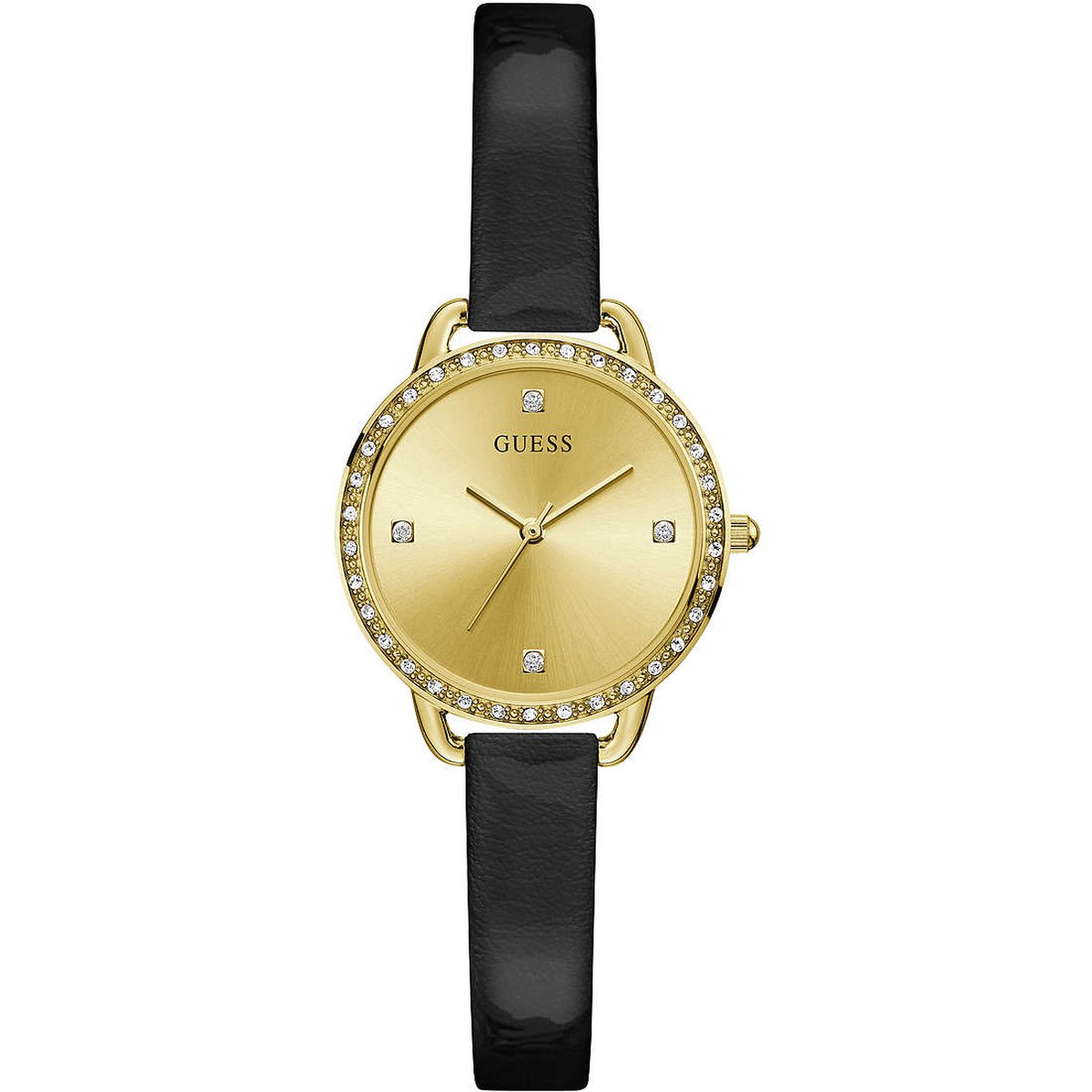 Guess Bellini GW0099L3 Horloge - Leer - Zwart - Ø 30 mm