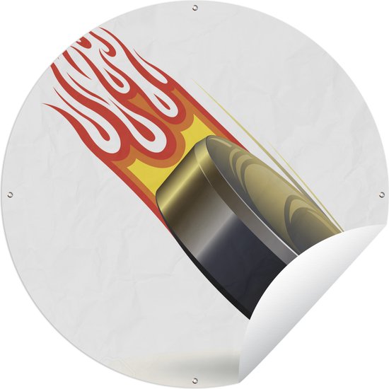 Tuincirkel Een vlam hangt aan de puck van ijshockey in een illustratie - 150x150 cm - Ronde Tuinposter - Buiten