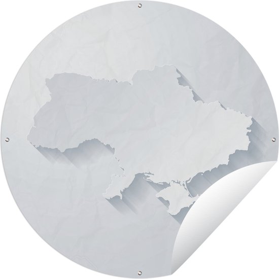 Tuincirkel Illustratie van Oekraïne in het wit - 60x60 cm - Ronde Tuinposter - Buiten