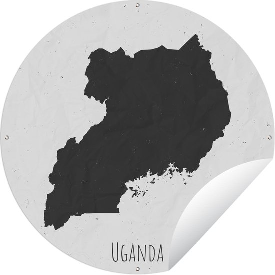 Tuincirkel Illustratie van Oeganda op een witte achtergrond met vlekken - 120x120 cm - Ronde Tuinposter - Buiten XXL / Groot formaat!