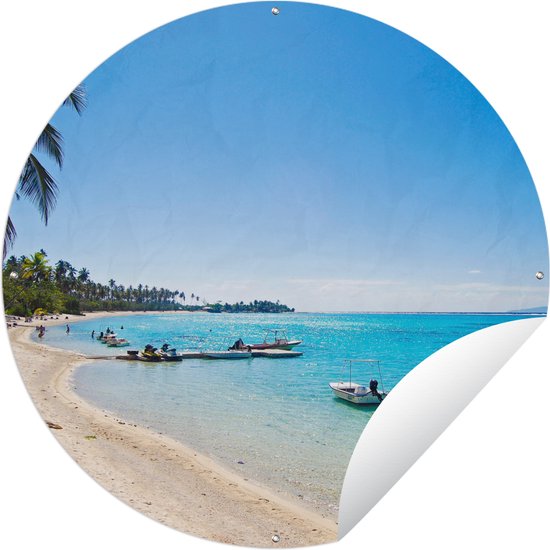 Affiche de jardin ronde Cutouts Mo'orea - La plage de Mo'orea Affiche de jardin - Affiche de jardin ronde 150x150 cm - Toile de jardin / Toile d'extérieur / Peintures pour l'extérieur (décoration de jardin)