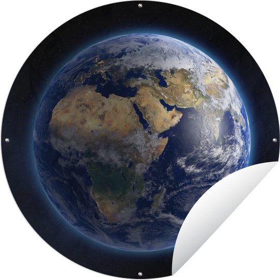 Tuincirkel Aarde - Ruimte - Planeten - 60x60 cm - Ronde Tuinposter - Buiten