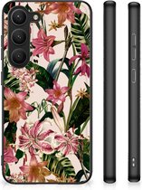 Leuk TPU Back Case Geschikt voor Samsung Galaxy S23 Telefoon Hoesje met Zwarte rand Bloemen