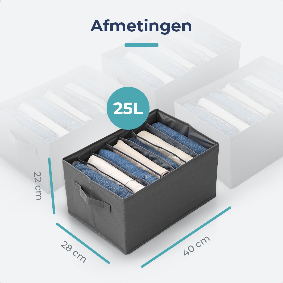 MULEVIP Opbergdoos voor kleding, 6 stuks, kledingkast, organizer, lade, kleding, met vakken, opbergdoos voor jeans, overhemden