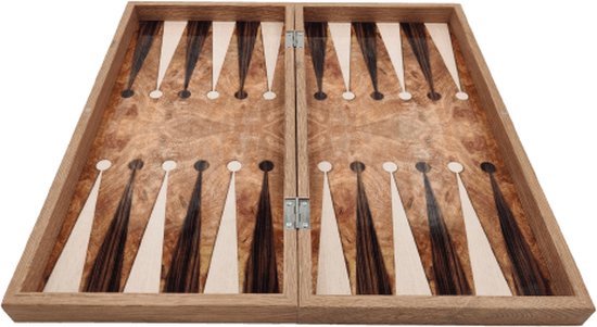 Houten Backgammon - Klassiek bordspel - Turks Tavla - kleur Rosé hout - Maat L 38cm - Met schaakbord