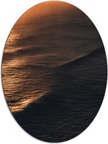 Dibond Ovaal - Zonnestralen over Kalme Golven op Zee - 72x96 cm Foto op Ovaal (Met Ophangsysteem)