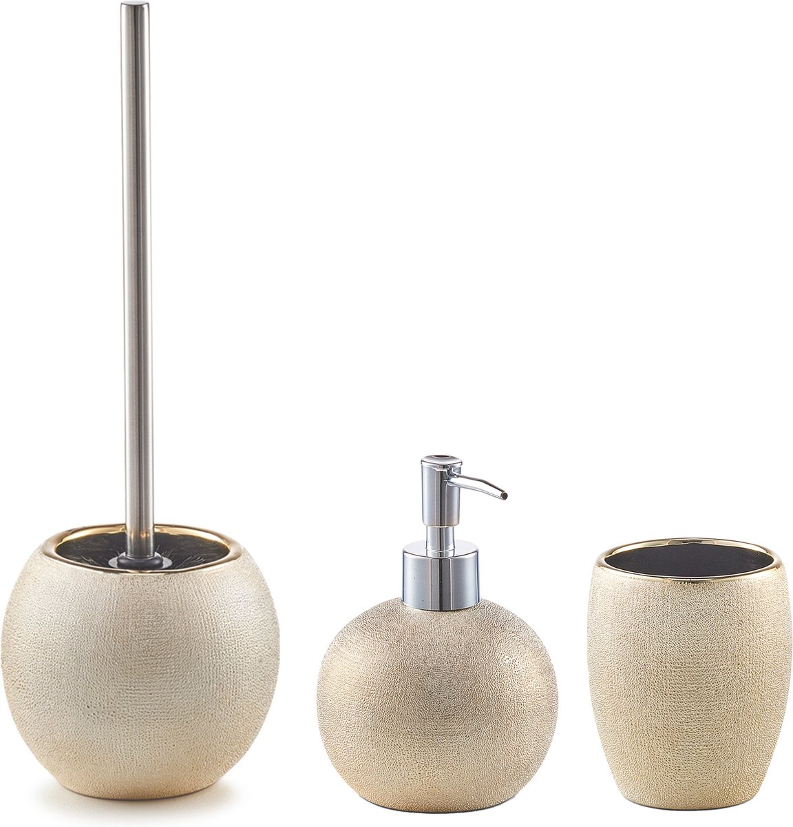 Zeller badkamer accessoires set 3delig keramiek goud glitter