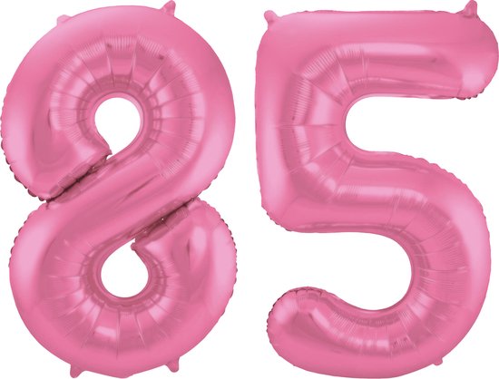 Folat Folie ballonnen - 85 jaar cijfer - glimmend roze - 86 cm - leeftijd feestartikelen verjaardag