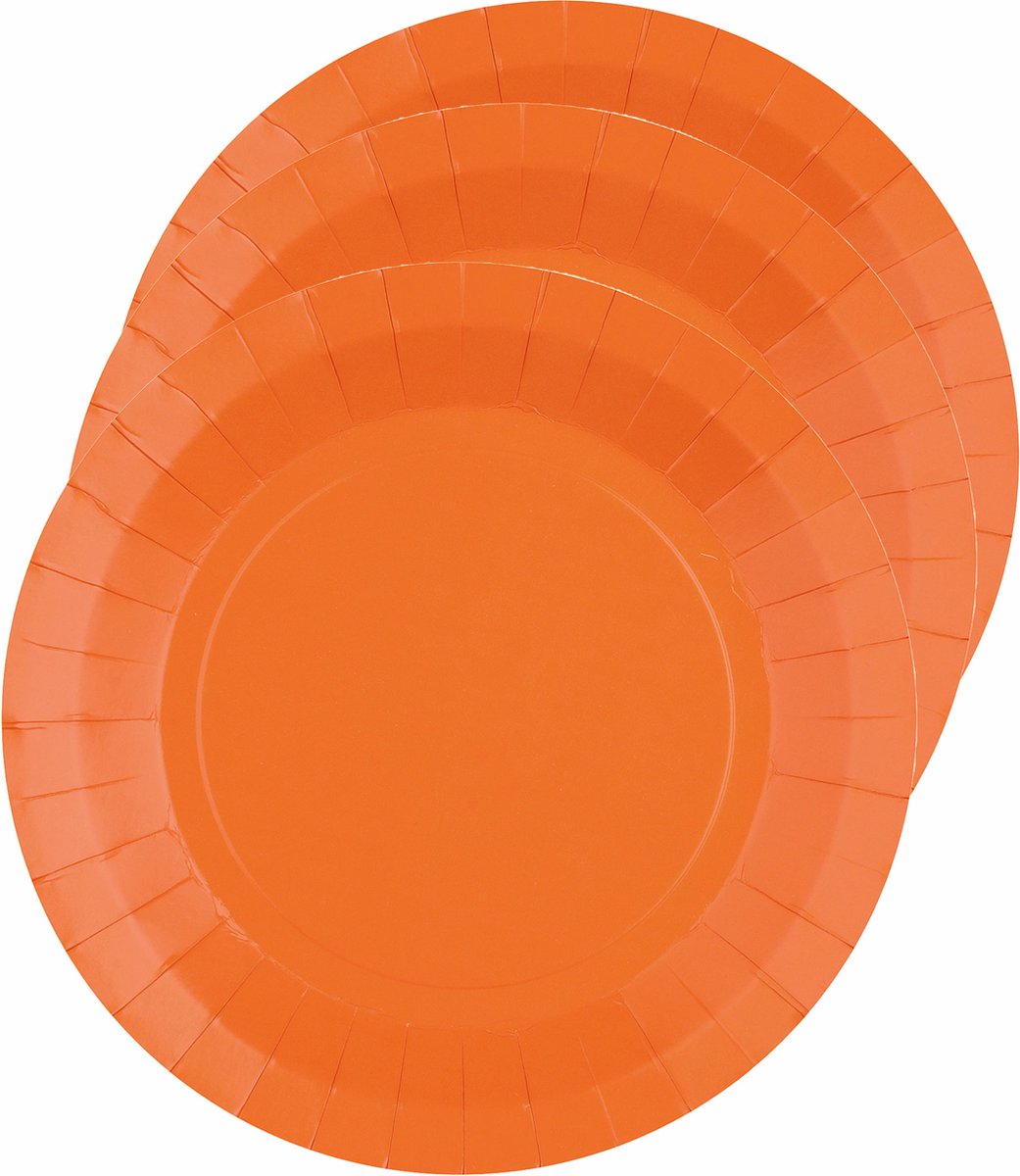 Santex Feest gebaksbordjes - oranje - 20x - karton - 17 cm - rond - kartonnen feestbordjes