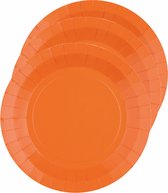 Santex feest gebak/taart bordjes - oranje - 20x stuks - karton - D17 cm