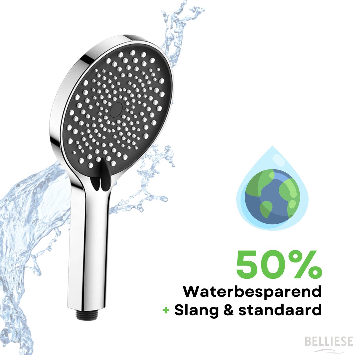 Belliese Wellness Douchekop Waterbesparend Douchekop met slang