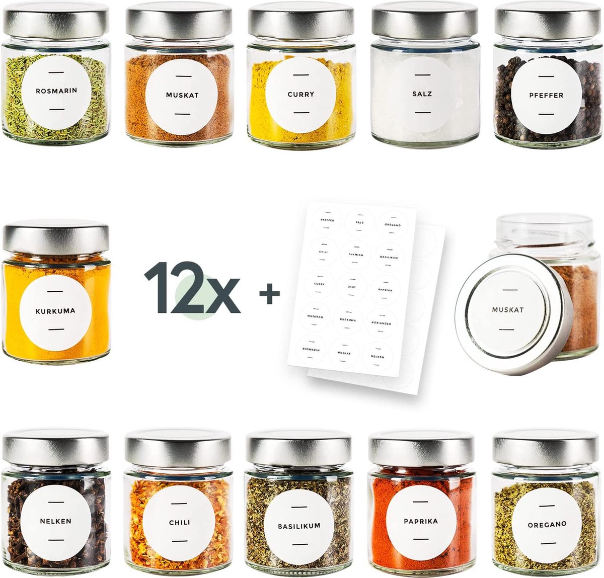 PUREGANIC® Weckpotten met schroefdeksel, 6 x 720 ml, set schroefpotten met deksel, diameter 82 mm, schroefdop, als voorraadpotten, serveerpotten, inmaakpotten, conserveermiddelen en nog veel meer (standaard