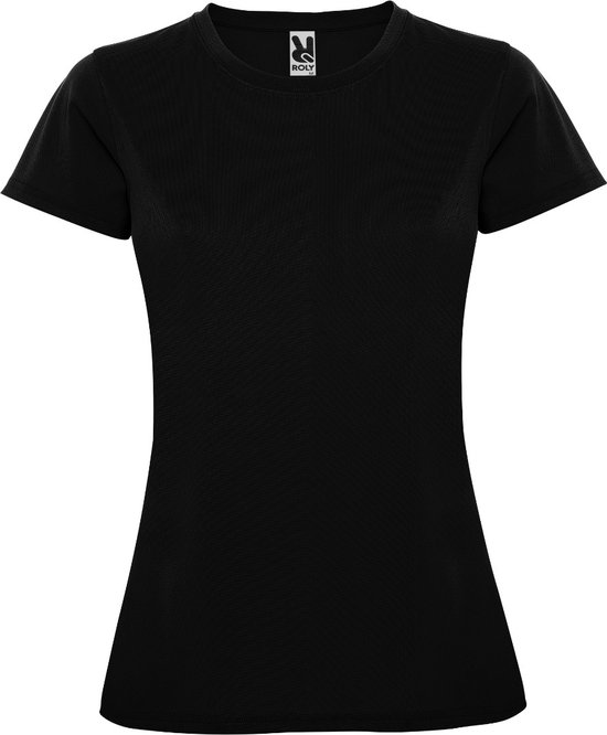 Zwart dames sportshirt korte mouwen MonteCarlo merk Roly maat XL
