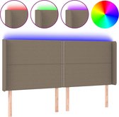 vidaXL - Tête de lit - LED - 203x16x118/128 - cm - tissu - taupe