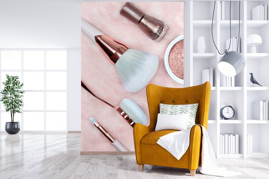Behang - Fotobehang Make-up kwasten - Breedte 225 cm x hoogte 350 cm