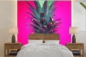 Behang - Fotobehang Ananas - Fruit - Roze - Breedte 300 cm x hoogte 300 cm