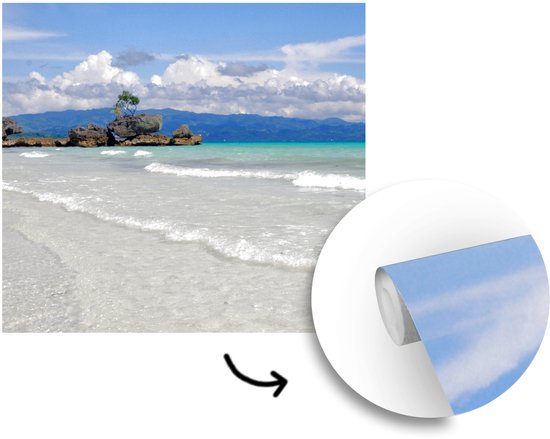 Papier peint photo vinyle - Plage tropicale de l'île de Boracay largeur 300 cm x hauteur 300 cm - Tirage photo sur papier peint (disponible en 7 tailles)