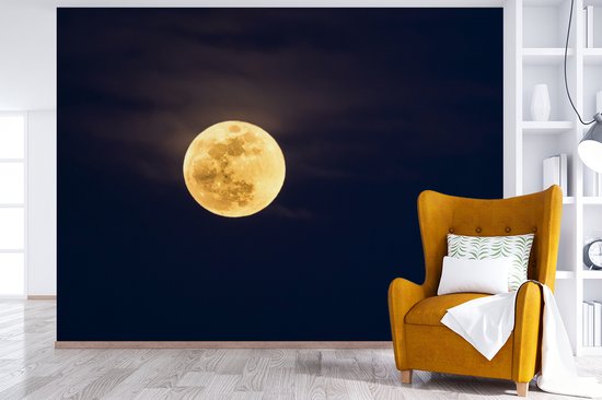 Pleine lune dans le ciel nocturne fond d' fotobehang