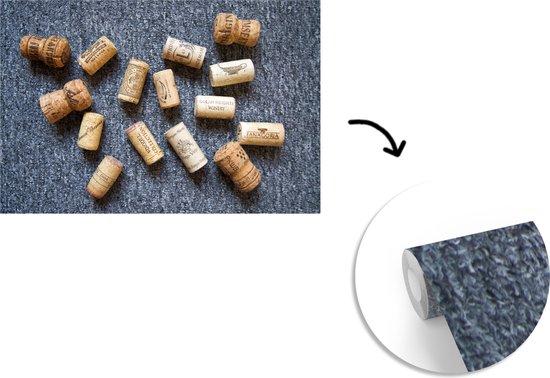 Quelques bouchons sur fond gris fond d' fotobehang