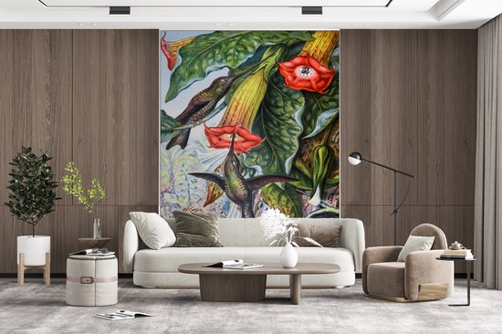 Papier peint photo peint photo vinyle - Colibri ancien imprimé oiseau largeur 175 cm x hauteur 240 cm - Tirage photo sur papier peint (disponible en 7 tailles)