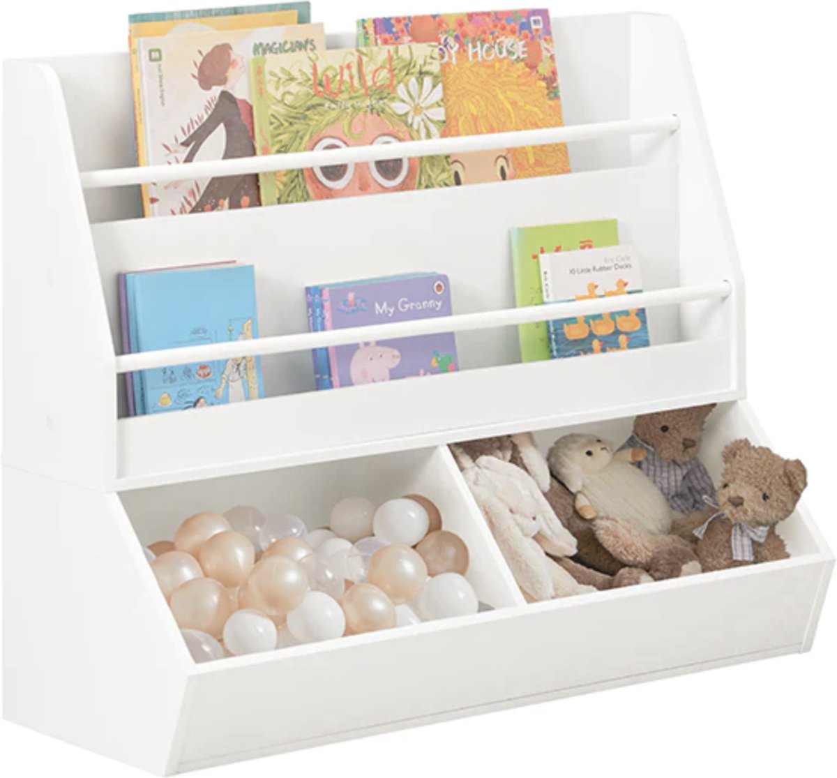Simpletrade Kinderkamer - Boekenkast voor kinderen - Speelgoedkist - Wit - 90x74x35cm