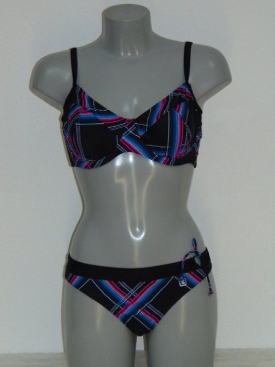 SHIWI GABY Black/Blue/Pink Soft-Cup Bikinitop + Brief maat 70D