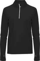 Zwart dames sportshirt van technisch weefsel met raglanmouwen en halve rits, reflecterende details model Melbourne maat XL