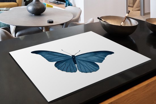 KitchenYeah® Inductie beschermer 80.2x52.2 cm - Vlinder - Dieren - Blauw - Kookplaataccessoires - Afdekplaat voor kookplaat - Inductiebeschermer - Inductiemat - Inductieplaat mat