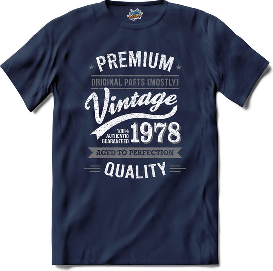 Vintage Legend Sinds 1978 - verjaardag en feest cadeau - Kado tip - T-Shirt - Unisex - Navy Blue - Maat M