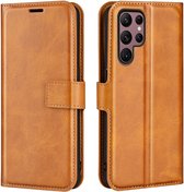 Lunso - Geschikt voor Samsung Galaxy S23 Ultra - cover bookcase hoes - Cognac
