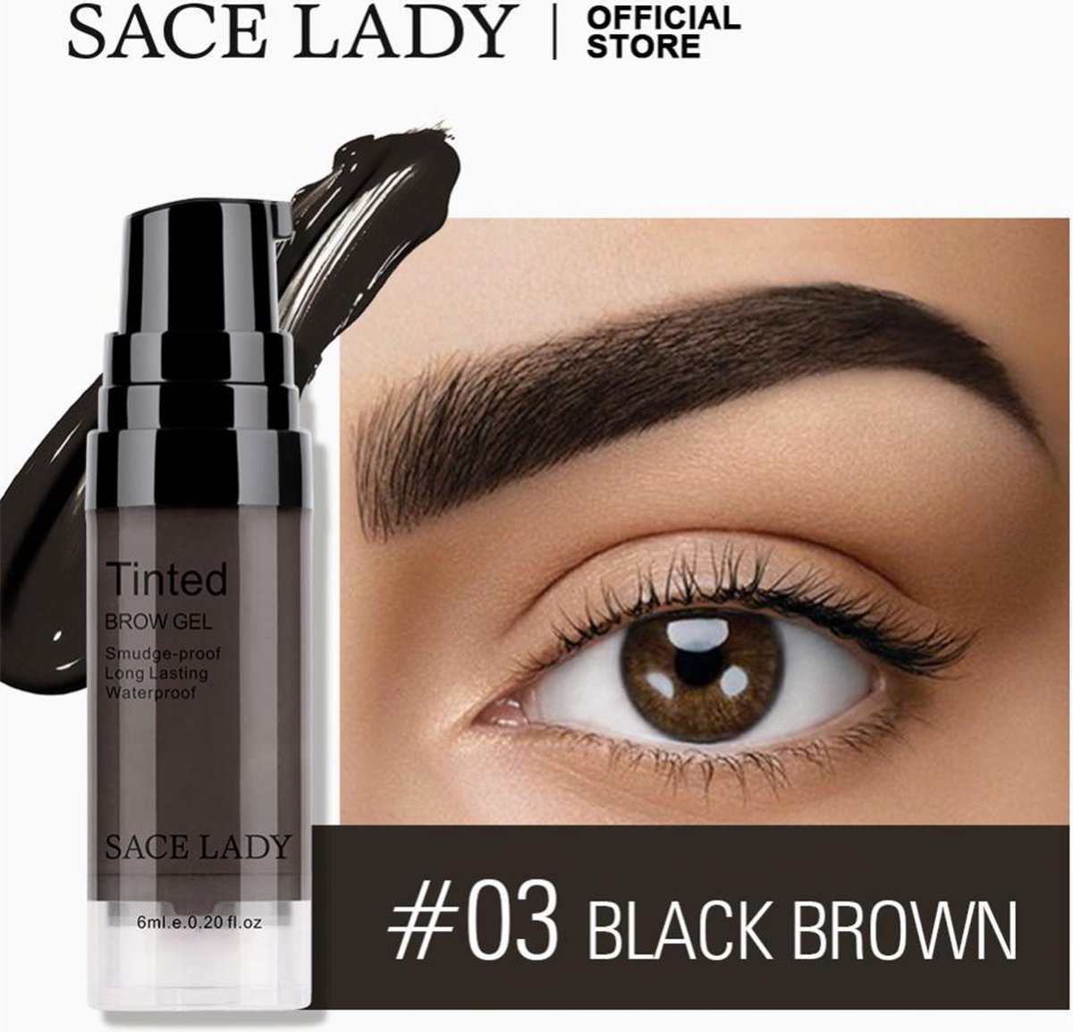 Sace Lady Tattoo Brow Gel - Brow Gel - Wenkbrauw Gel Mascara – Black Brown #03 – Assortiment ‘Het Gemak’
