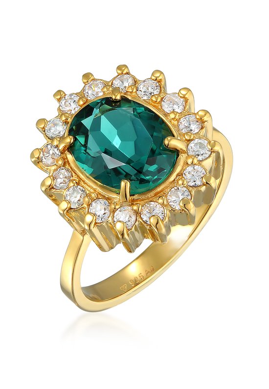 Elli PREMIUM Dames Ring Elli PREMIUM Ring Dames Cocktail Elegant Royal met kwarts en zirkonia kristallen in 925 sterling zilver