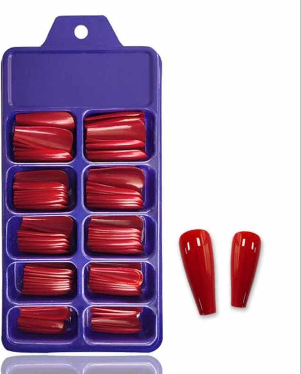 Goedkoopste WiseGoods Premium Set Kunstnagels Acryl - Plaknagels - Acrylnagels - Gelnagels - Nagel Tips - Kunst Nagels - Nails - 100st Rood