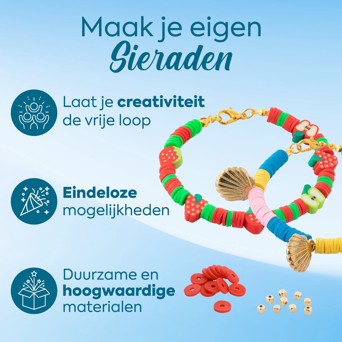 Joya Creative Armbandjes & Sieraden Maken 4500 delige XXL Set - Sieradenpakket - Knutselpakket - Kralen - DIY Knutselen Meisjes - Knutselkoffer - Incl. Elastisch Draad en Gereedschap — afbeelding 2