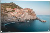 Tuinposter – Huisjes aan de Kust in Cinque Terre, Italië - 105x70 cm Foto op Tuinposter (wanddecoratie voor buiten en binnen)