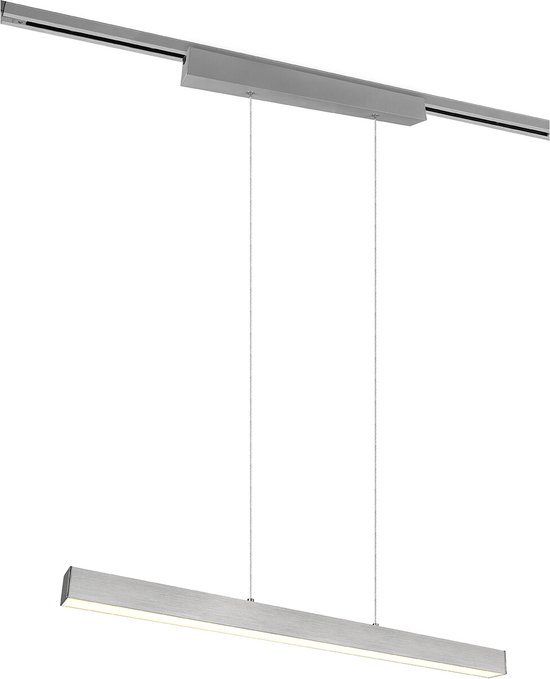 LED Railverlichting - Hanglamp - DUOLINE Up and Down - 2 Fase - 29W - Warm Wit 3000K - Dimbaar - Rechthoek - Mat Nikkel - Aluminium