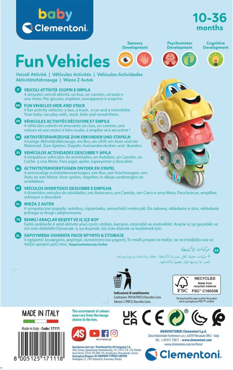 Baby Clementoni - Fun Vehicles - Speelgoed Auto - Verschillende Voertuigen - 3 Auto’s en 1 Motor - 1-3 jaar — afbeelding 10