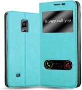 Cadorabo Hoesje geschikt voor Samsung Galaxy NOTE EDGE in MUNT TURKOOIS - Beschermhoes met magnetische sluiting, standfunctie en 2 kijkvensters Book Case Cover Etui