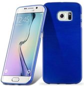 Cadorabo Hoesje geschikt voor Samsung Galaxy S6 EDGE in BLAUW - Beschermhoes van flexibel TPU silicone Case Cover in Brushed design