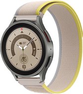 Bandje Voor Samsung Galaxy Watch Nylon Trail Band - Geel Beige (Wit) - Maat: 22mm - Horlogebandje, Armband