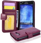 Cadorabo Hoesje geschikt voor Samsung Galaxy J5 2015 in BORDEAUX PAARS - Beschermhoes met magnetische sluiting en 3 kaartsleuven Book Case Cover Etui
