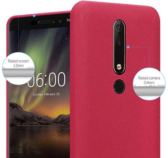 Coque Cadorabo pour Nokia 6.1 en ROUGE FROST - Coque de protection en silicone TPU souple