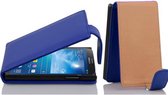 Étui Cadorabo pour Samsung Galaxy MEGA 6.3 en BLEU ROYAL - Housse de protection au design à rabat Case Cover en simili cuir texturé