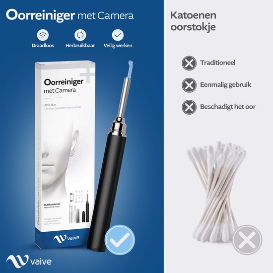 VAIVE Oorsmeer Verwijderaar met Camera - Oorreiniger Oorsmeer - Oor Schoonmaken - Oorlepel - VAIVE