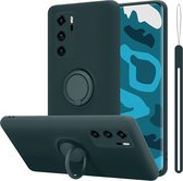 Cadorabo Hoesje geschikt voor Huawei P40 in LIQUID GROEN - Beschermhoes van flexibel TPU silicone Case Cover met ring