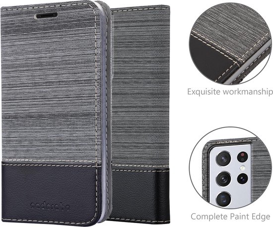 Coque Cadorabo pour Samsung Galaxy S21 ULTRA en GRIS NOIR - Coque de protection avec fermeture magnétique