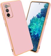 Cadorabo Hoesje geschikt voor Samsung Galaxy S20 FE in Glossy Roze - Goud - Beschermhoes Case Cover van flexibel TPU-silicone en met camerabescherming