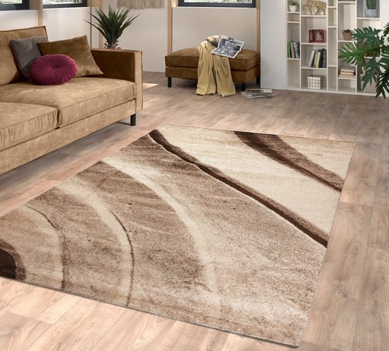 Tapis Flycarpets Lima - 240x340 cm - Marron - Polypropylène - Intérieur - Design - Rectangle - Moderne - Salon - Poils ras